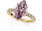Solitaire Engagement Ring Setting for Fancy Pink Marquise Center with Large Accents and Prong Head in Yellow Gold