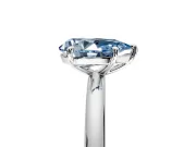 Low-Set Solitaire Engagement Ring Setting for Fancy Blue Pear-Shaped Center with Thin Plain Band and Prong Head in Sterling Silver