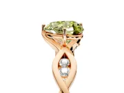 Solitaire Engagement Ring Setting for Fancy Yellow Heart-Shaped Center with Accented Twist Band and Leaf Prong Head in Rose Gold