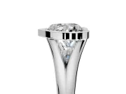 Solitaire Engagement Ring Setting for Heart-Shaped Center with V Split Shank and Bezel Head in Platinum