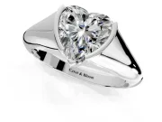 Tension Engagement Ring Setting for Heart-Shaped Center with Wide Tapered Band and Tension Head in White Gold