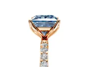 Solitaire Engagement Ring Setting for Fancy Blue Princess Cut Center with Fine Pave Accents and Prong Head in Rose Gold