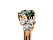 Cluster Engagement Ring Setting for Fancy Green Heart-Shaped Center with Round Cut Accent Frame and Prong Head in Rose Gold