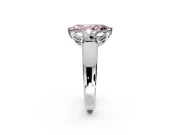 3 Stone Engagement Ring Setting for Fancy Pink Marquise Center with Raised Basket Heads and Prong Head in Sterling Silver