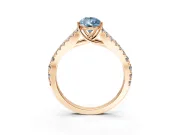 Solitaire Engagement Ring Setting for Fancy Blue Pear-Shaped Center with Pave Split Shank and Prong Head in Rose Gold