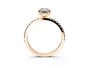 Solitaire Engagement Ring Setting for Emerald Cut Center with Pave Band and Claw Prong Head in Rose Gold