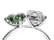 Fancy Green Heart-Shaped and Emerald Cut Lab-Grown Diamond Toi et Moi Engagement Ring with Prong-Set Stones in Platinum