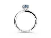 Solitaire Engagement Ring Setting for Fancy Blue Oval Center with Fine Pave Band and Prong Head in Sterling Silver