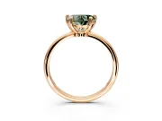 Minimalist Solitaire Engagement Ring Setting for Fancy Green Heart-Shaped Center with Thin Band and Prong Head in Rose Gold
