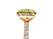 Solitaire Engagement Ring Setting for Fancy Yellow Radiant Cut Center with Pave Accents and Prong Head in Rose Gold