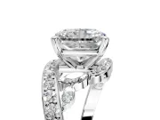 Solitaire Engagement Ring Setting for Radiant Cut Center with Pave Bypass Twist Band and Prong Head in Sterling Silver