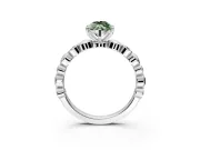 Solitaire Engagement Ring Setting for Fancy Green Marquise Center with Beaded Bezel Station Band and Prong Head in Platinum