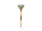 Solitaire Engagement Ring Setting for Fancy Green Princess Cut Center with Straight Thin Band and Prong Head in Rose Gold