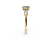 3 Stone Engagement Ring Setting for Fancy Green Princess Cut Center with Large Pear-Shaped Accents and Prong Head in Yellow Gold