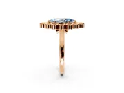 Cluster Halo Engagement Ring Setting for Fancy Blue Marquise Center with Milgrain Bezel Accents and Prong Head in Rose Gold