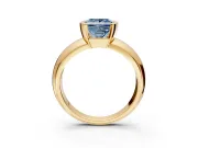 Tension Engagement Ring Setting for Fancy Blue Princess Cut Center with Wide Flat Band and Tension Head in Yellow Gold