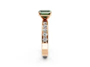 Solitaire Engagement Ring Setting for Fancy Green Asscher Cut Center with Channel-Set Accents and Prong Head in Rose Gold