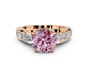 Solitaire Engagement Ring Setting for Fancy Pink Round Cut Center with Graduated Shared Prongs and Prong Head in Rose Gold