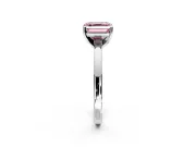 Solitaire Engagement Ring Setting for Fancy Pink Asscher Cut Center with Basket Rail and Prong Head in Sterling Silver