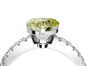 Solitaire Engagement Ring Setting for Fancy Yellow Heart-Shaped Center with Single Row Accent Band and Prong Head in Platinum