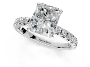 Solitaire Engagement Ring Setting for Radiant Cut Center with Large Accents and Prong Head in White Gold