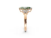 Solitaire Engagement Ring Setting for Fancy Green Marquise Center with Marquise Flower Shoulders and Prong Head in Rose Gold