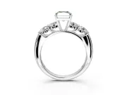 5 Stone Engagement Ring Setting for Fancy Green Radiant Cut Center with Graduated Accents and Prong Head in Platinum
