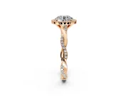 Halo Engagement Ring Setting for Round Cut Center with Pave and Plain Twist Band and Prong Head in Rose Gold