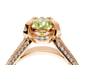 Solitaire Engagement Ring Setting for Fancy Yellow Pear-Shaped Center with Accented Split Shank and Prong Head in Rose Gold