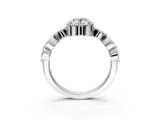 Vintage Station Engagement Ring Setting for Oval Center with Accents and Prong Head in Platinum