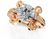 Solitaire Engagement Ring Setting for Round Cut Center with Twisted Band and Scroll Prong Head in Rose Gold