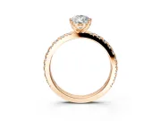 Solitaire Engagement Ring Setting for Pear-Shaped Center with Fine Pave Band and Claw Prong Head in Rose Gold