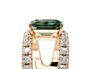 Solitaire Engagement Ring Setting for Fancy Green Emerald Cut Center with Wide-Open Split Shank and Prong Head in Rose Gold