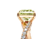 Crossover Engagement Ring Setting for Fancy Yellow Princess Cut Center with Pave and Plain Strands and Prong Head in Rose Gold