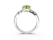 5 Stone Engagement Ring Setting for Fancy Yellow Round Cut Center with Plain Band and Prong Head in Sterling Silver