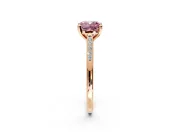Solitaire Engagement Ring Setting for Fancy Pink Cushion Cut Center with Channel Accents and Prong Head in Rose Gold