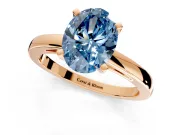 Solitaire Engagement Ring Setting for Fancy Blue Oval Center with Basket Rail and Prong Head in Rose Gold