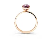 Solitaire Engagement Ring Setting for Fancy Pink Radiant Cut Center with Pave Accents and Prong Head in Rose Gold