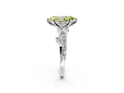 Leaf Motif Engagement Ring Setting for Fancy Yellow Marquise Center with Pave Band and Prong Head in Platinum