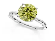 Solitaire Engagement Ring Setting for Fancy Yellow Round Cut Center with Bamboo Band and Prong Head in Platinum