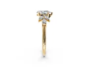 Floral Cluster Engagement Ring Setting for Pear-Shaped Center with Marquise Accents and Prong Head in Yellow Gold