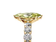 Shared-Prong Engagement Ring Setting for Fancy Yellow Marquise Center with Graduated Accents and Prong Head in Yellow Gold