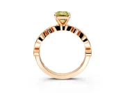 Solitaire Engagement Ring Setting for Fancy Yellow Emerald Cut Center with Milgrain Bezel Accents and Prong Head in Rose Gold