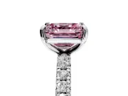 Solitaire Engagement Ring Setting for Fancy Pink Asscher Cut Center with Shared-Prong Accents and Prong Head in Sterling Silver