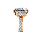 Solitaire Engagement Ring Setting for Radiant Cut Center with Fine Pave Band and Prong Head in Rose Gold