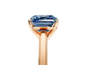 Solitaire Engagement Ring Setting for Fancy Blue Asscher Cut Center with Flat-Sided Plain Band and Prong Head in Rose Gold