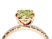 Solitaire Engagement Ring Setting for Fancy Yellow Cushion Cut Center with Shared-Prong Accents and Prong Head in Rose Gold