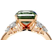 Leaf Cluster Engagement Ring Setting for Fancy Green Asscher Cut Center with Marquise Accents and Prong Head in Rose Gold