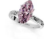 Solitaire Engagement Ring Setting for Fancy Pink Marquise Center with Scrollwork Band and Prong Head in White Gold