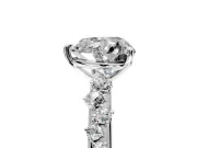 Cluster Engagement Ring Setting for Heart-Shaped Center with Round Cut Accent Band and Prong Head in Sterling Silver